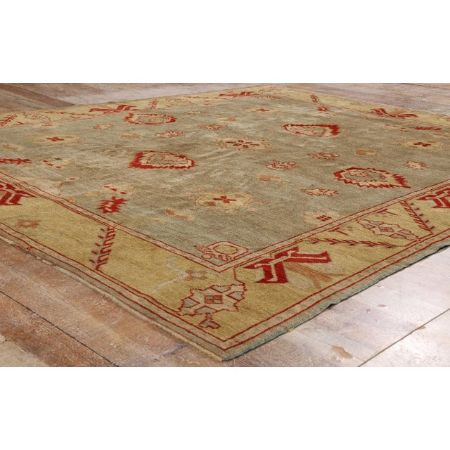 Taupe Vintage Turkish Oushak Rug, 07'11 X 09'04 For Sale - Image 8 of 10