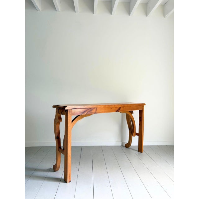 Wood 20th Century Hallway Console with Architectural Curves and Scrolled Legs, 1980s For Sale - Image 7 of 8
