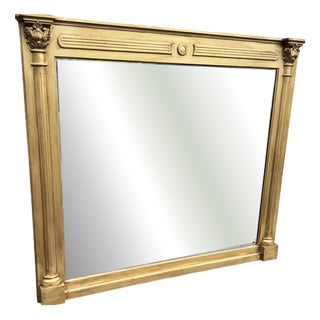 Large Antique English Carved Gilt Wood Column Mirror, 19th Century For Sale