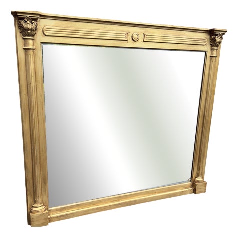 Large Antique English Carved Gilt Wood Column Mirror, 19th Century For Sale