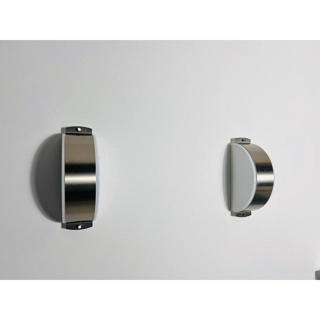 Glass Chrome and Opaline Glass Wall Lamps attributed to Glashütte Limburg, 1960s, Set of 2 For Sale - Image 7 of 16