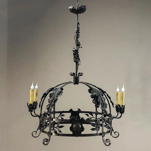 Antique Hand Forged Italian Wrought Iron Chandelier For Sale - Image 13 of 13