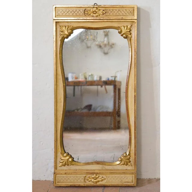 Cream Art Nouveau Mirror in Carved Wood, 1900s For Sale - Image 8 of 8
