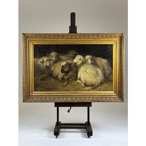 D. Van Lokhorst, Sheep in the Stable, 19th Century, Oil on Canvas For Sale - Image 11 of 18