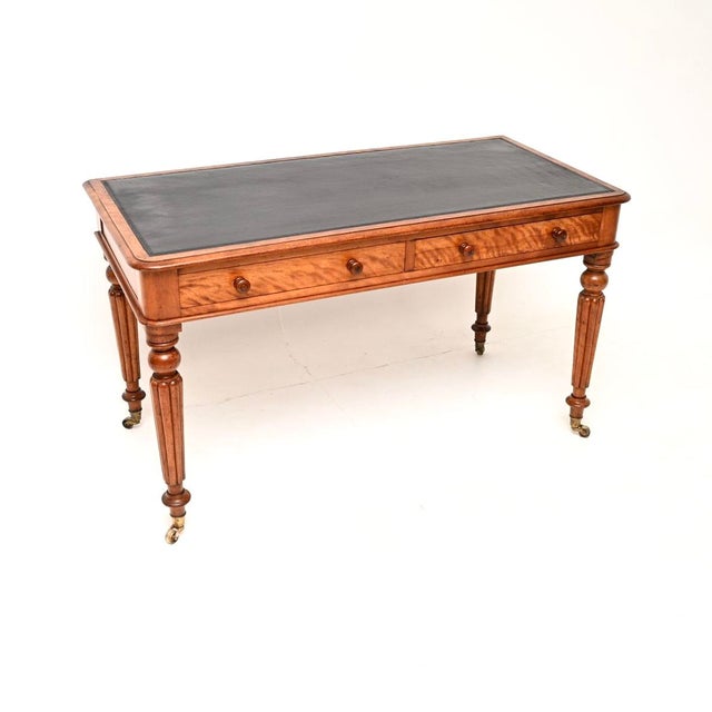 Antique Victorian Satin Wood Writing Table by Maple and Co, 1840 For Sale - Image 11 of 11