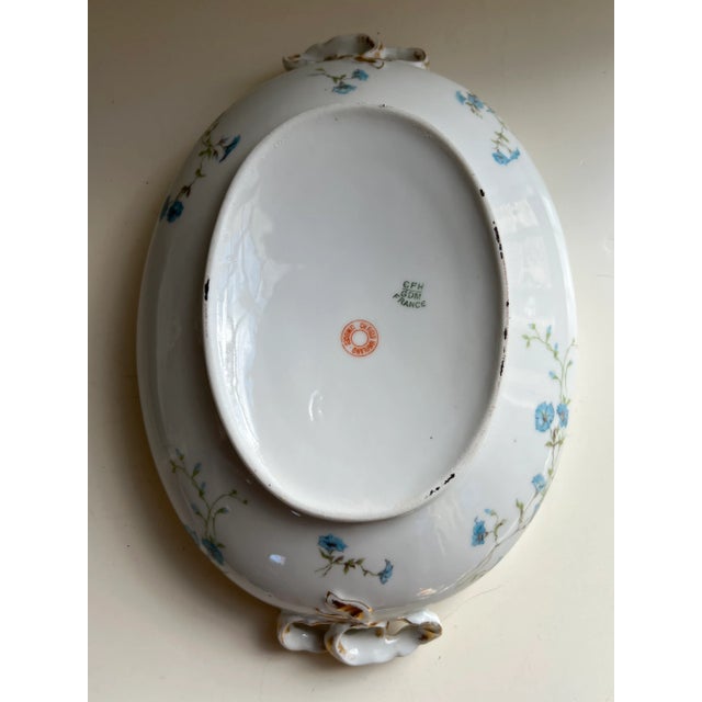 Vintage French Haviland Limoges Blue Floral Covered Serving Dish For Sale - Image 9 of 13