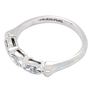 Platinum East-West Bezel Set Marquise Diamond Wedding Band - Size 6.25 For Sale