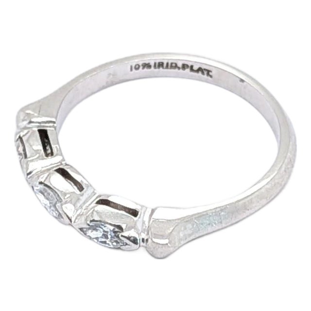 Platinum East-West Bezel Set Marquise Diamond Wedding Band - Size 6.25 For Sale