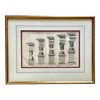 Antique Engraving by g.l. Smith. The Five Orders of Architecture With TheirPedestals. Framed For Sale