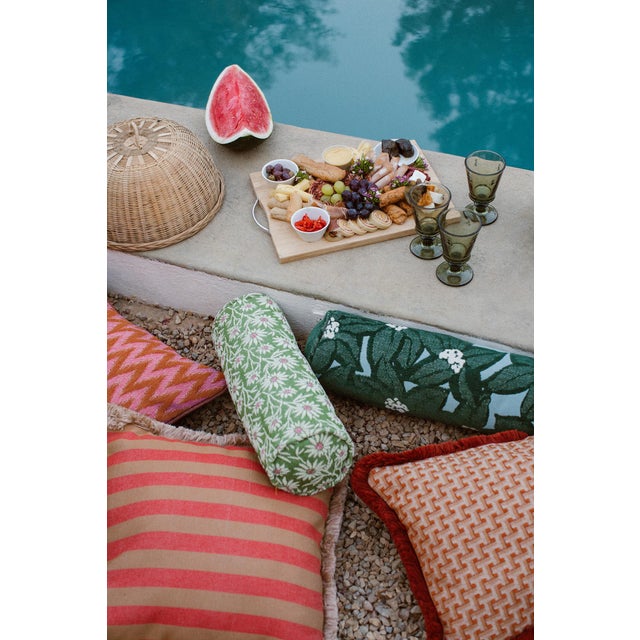 Palais Outdoor Cushion in Jackie Camel & Red, 20x12 Inch For Sale - Image 4 of 8