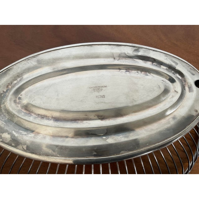 Vintage Mid Century Modern Silverplated Oval Wire Bread Basket by Gorham Yc743 For Sale - Image 9 of 9