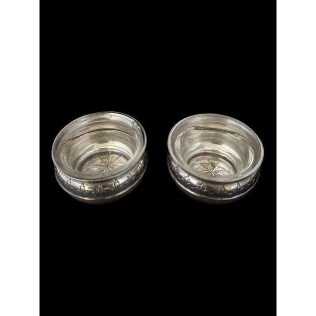 Georgous hand worked sterling silver salt dips from Levesley Brothers of Sheffield England. These Victorian era salt dips...