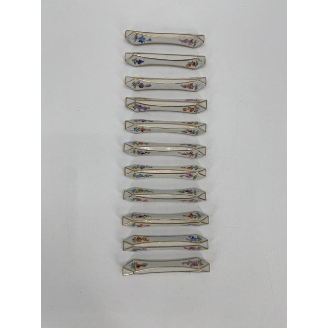 Ceramic Porcelain Knife Rest with Flowers and Gold Rim from Meissen, Germany, 1900s For Sale - Image 7 of 12