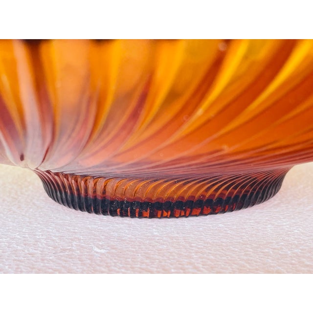 Mid-Century Amber Swirl Glass Fruit Bowl, 1970s For Sale - Image 6 of 18