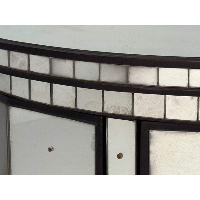 Hollywood Regency Style, Distressed Glass, Mirrored Demilune Cabinet For Sale In New York - Image 6 of 12