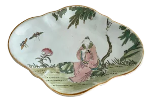 Vintage Chinoiserie Pedestal Dish