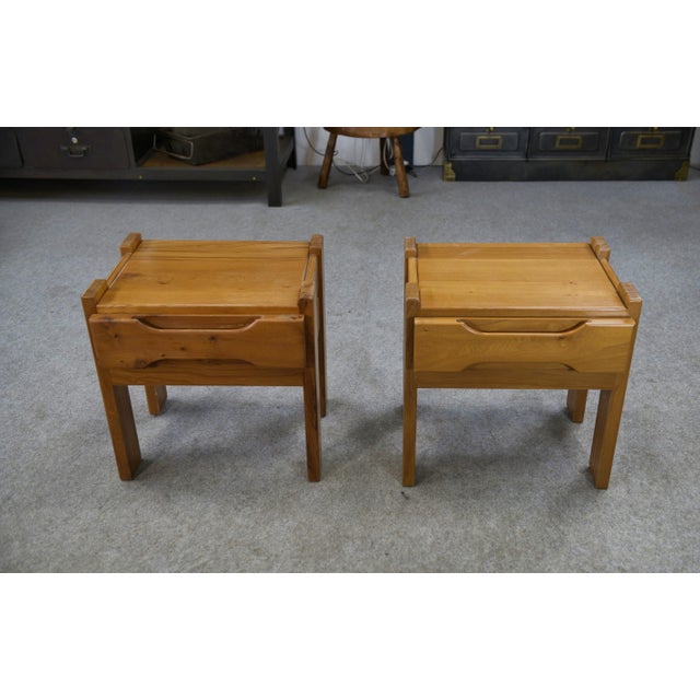 Elm Bedside Tables from Maison Regain, 1970s, Set of 2 For Sale - Image 10 of 11