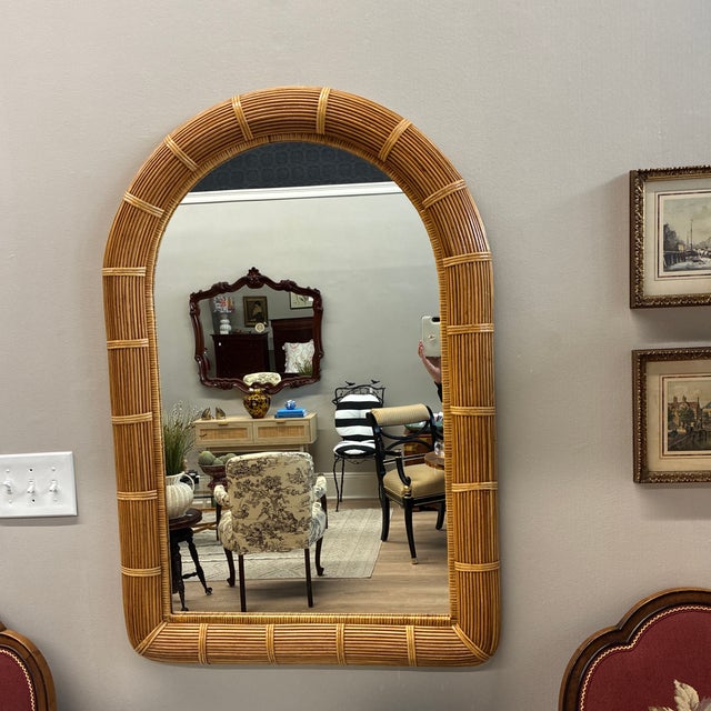 Vintage pencil reed arched mirror