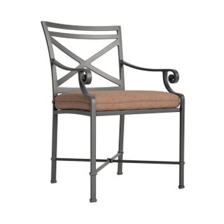 Brown Jordan Venetian Arm Chair, Textured Pewter frame with Fusion Clay fabric For Sale