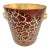 Vintage Italian Oxblood Red & Gold Crackle Glass Ice Bucket With Gilt Handles For Sale