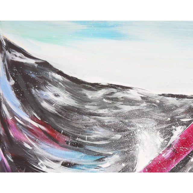 Moisés Villafuerte "Salvame" Blue, Magenta, and Yellow Contemporary Seascape Painting with Texts, 2022 For Sale In Houston - Image 6 of 12
