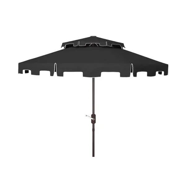 Not Yet Made - Made To Order Outdoor Zimmerman 9ft Double Top Market Umbrella - Black/White Trim For Sale - Image 5 of 5