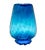 Striking large hand-blown art glass vase in a rich aqua blue tone with a sculptural serrated rim. This piece is...