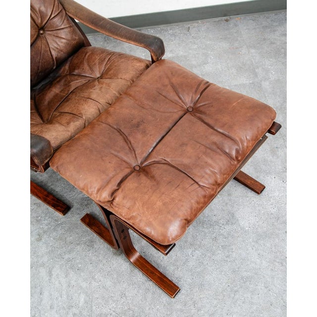 Brown Mid Century Danish Modern Lounge Chair Brown Leather Ingmar Relling Westnofa Arm For Sale - Image 8 of 12