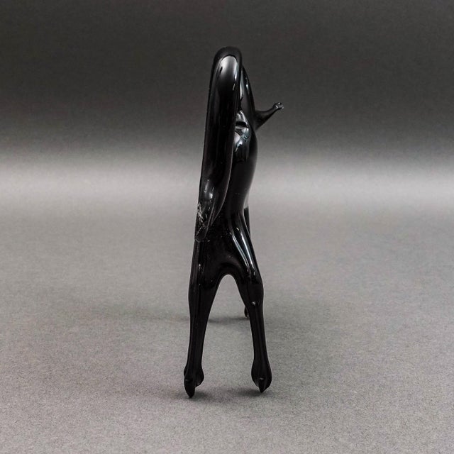 Mid 20th Century Murano Italy Vintage Black Blown Art Glass Bull Figurine Sculpture For Sale - Image 5 of 8