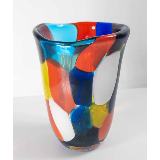 Mid-Century Modern Italian Murano Glass Colorful Patchwork Vase For Sale - Image 4 of 11