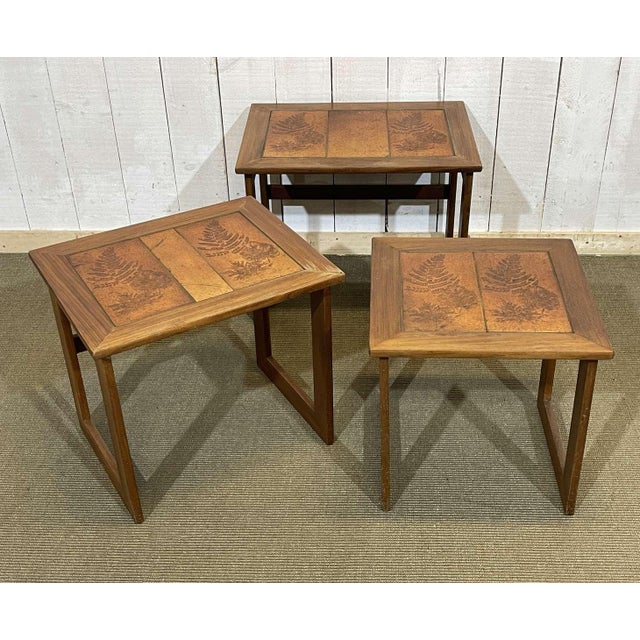 Nesting Tables in Teak with Tiled Tops, 1970s, Set of 3 For Sale - Image 10 of 11