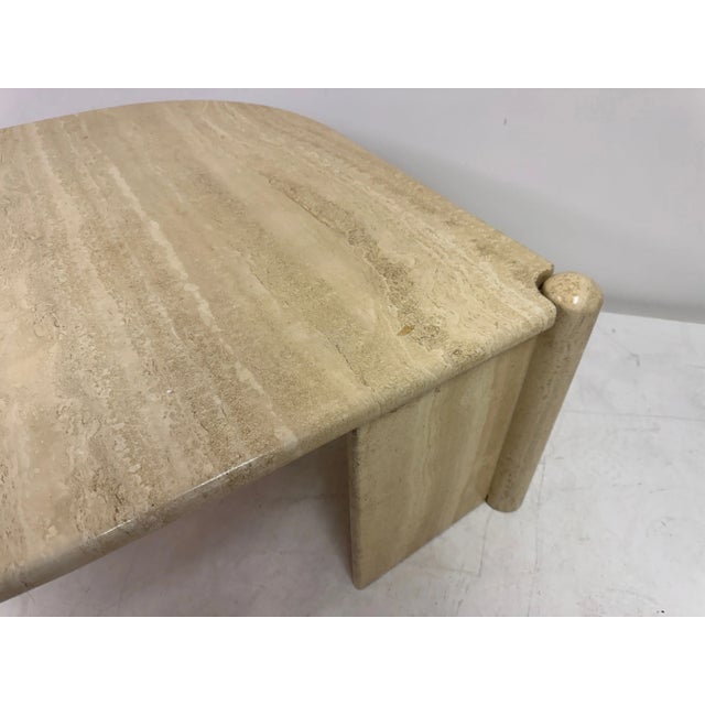 Eye-Shaped Travertine Coffee Table, 1980s For Sale - Image 9 of 14