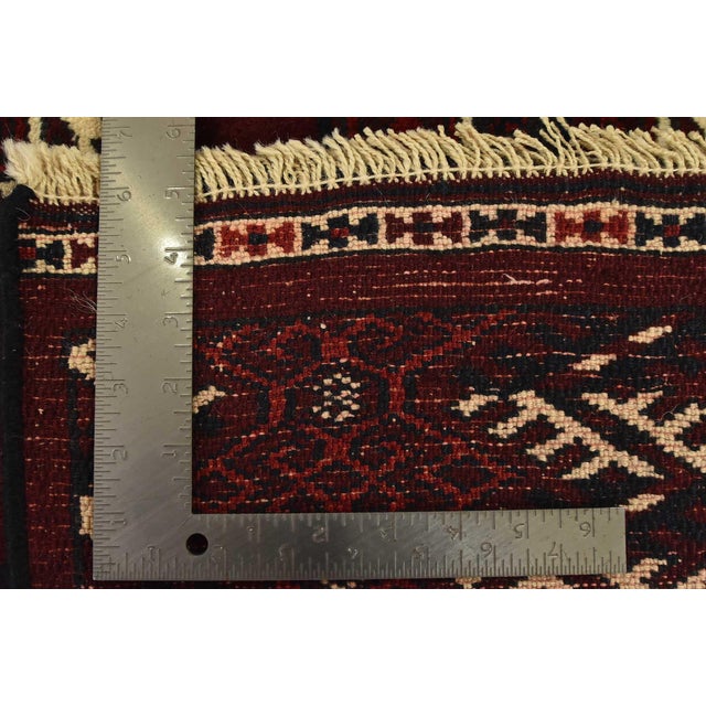 Turkmen Rug 7'7'' X 12'5'' Red Wool Vintage Hand-Knotted Oriental Carpet For Sale - Image 15 of 15