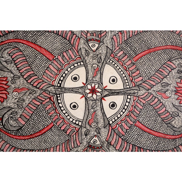 An exquisite hand-painted Madhubani folk painting by Mamta Devi, a recipient of the National Award in 2016, showcasing the...