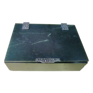 Vintage French Inspired Jade Cigarette Box For Sale