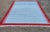 Handmade Cotton Zig Zag Patterned Rug, Sky Blue and Red Bordered Dhurrie - 10'x14' For Sale - Image 9 of 10