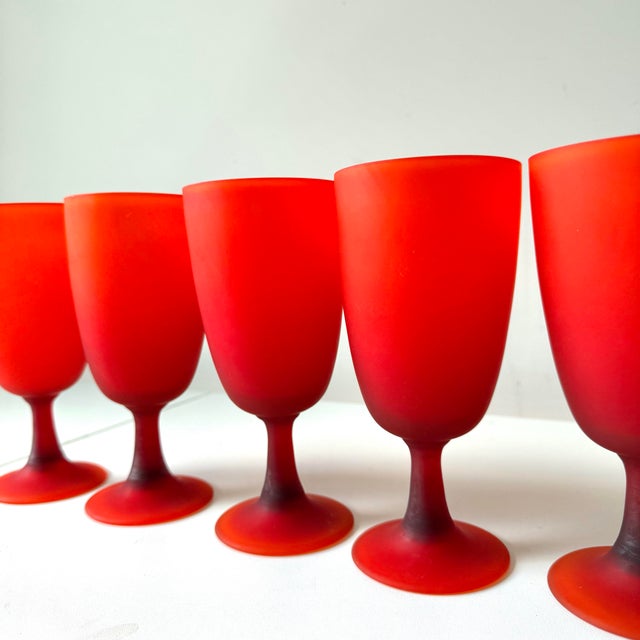1970s 1970s Satin Glass Goblets - Set of Five For Sale - Image 5 of 8