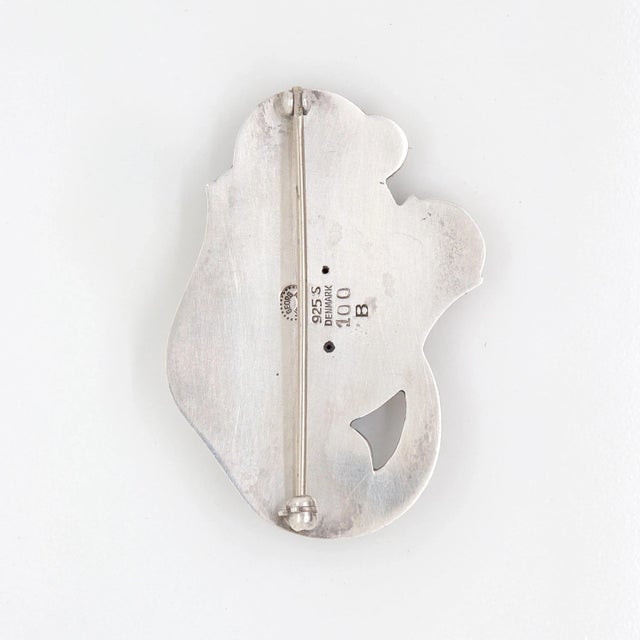 Georg Jensen Vintage Georg Jensen Sterling Silver Tulip Brooch No.100b With Amazonite Cabochon For Sale - Image 4 of 12