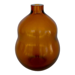 Currey & Company Modern Amber Glass Small Gourd Vase For Sale