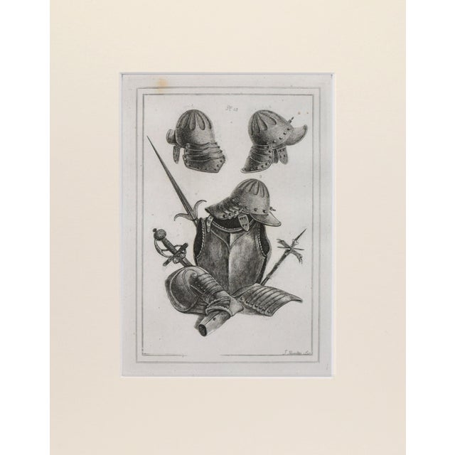 Gothic 19th Century Engraving of Medeival English Armour 1801 For Sale - Image 3 of 4
