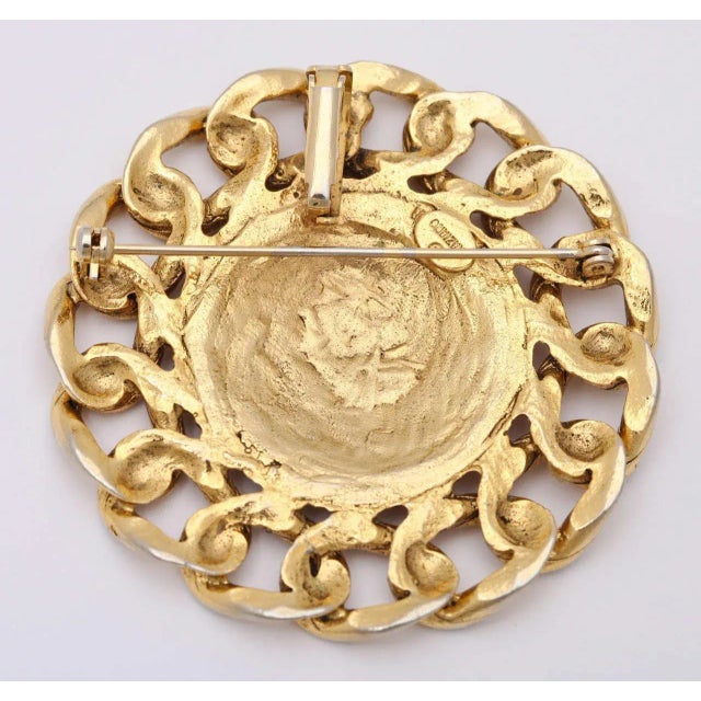 Modern 1980s Large Coin Brooch or Pendant by Graziano For Sale - Image 3 of 7