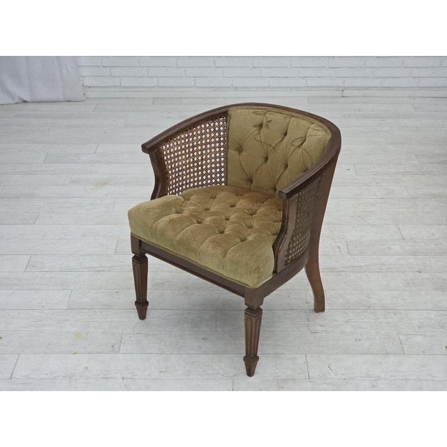 Danish Easy Chair in Velour, Mesh, and Oak, 1950s For Sale - Image 13 of 17