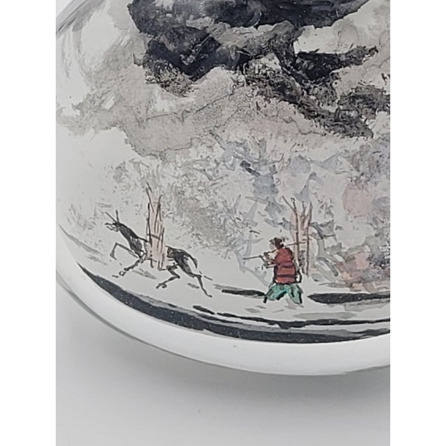 White Mid 20th Century Chinese Inside-Painted Glass Snuff Bottle Winter Traveler in Misty Mountains For Sale - Image 8 of 12