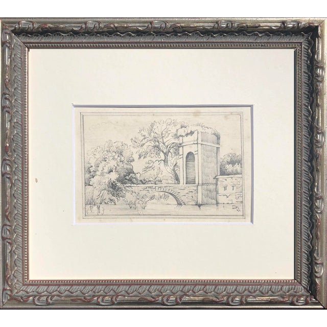 19th Century Antique Italian Graphite Landscape Drawing 1831 For Sale