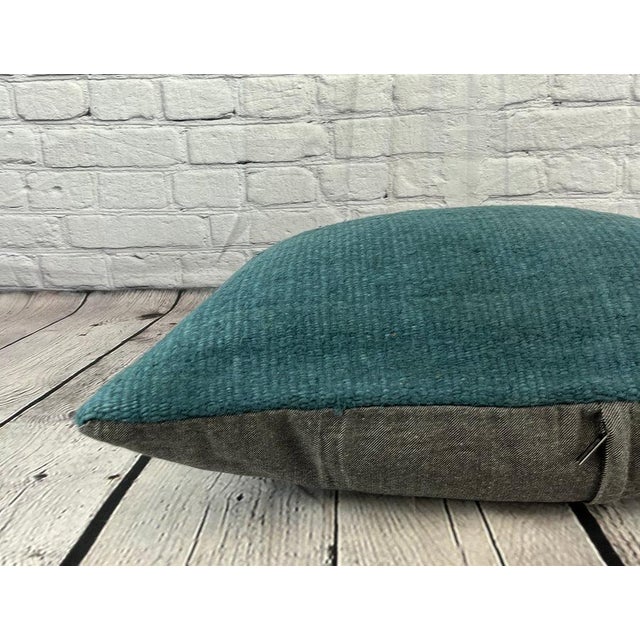 16 x 24 Hemp Pillow Turkish Cushion Natural Grayish Blue Pillow Cushion Cover For Sale - Image 4 of 4