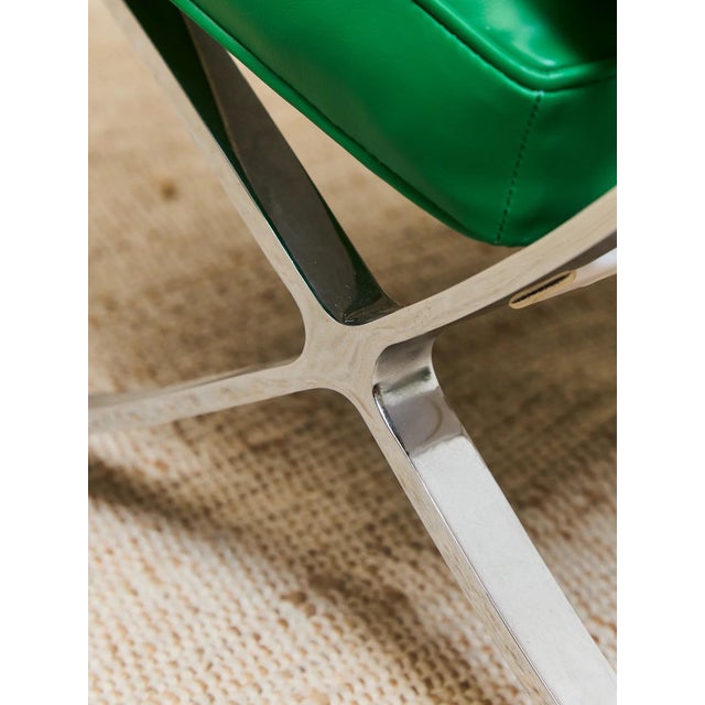 Metal Mid 20th Century Styled After Kelly Green Barcelona Style Chair For Sale - Image 7 of 12