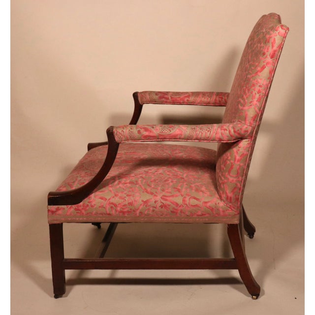 Circa 1830 George III Fortuny Upholstered Gainsborough Mahogany Armchair For Sale - Image 4 of 12
