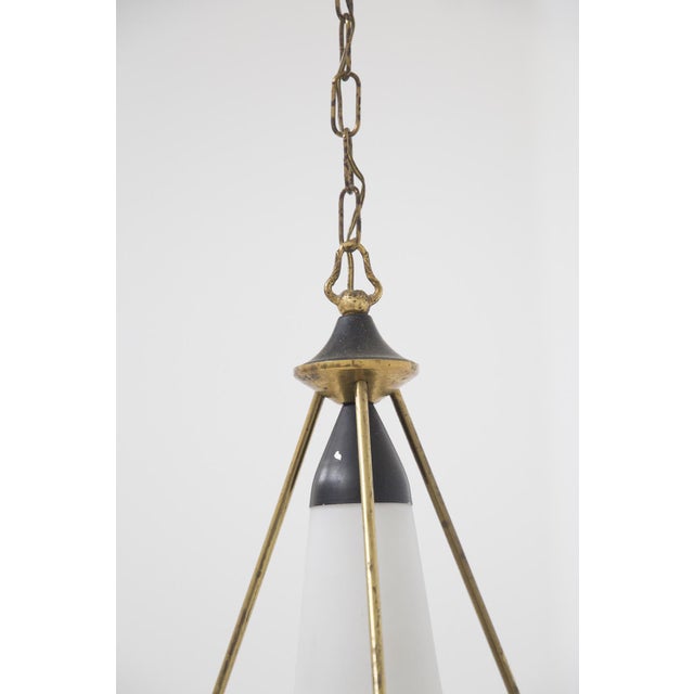 Stilnovo Pendant in Opaline Glass Brass from Stilnovo, 1960 For Sale - Image 4 of 7