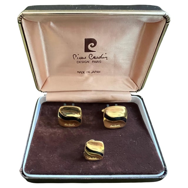 Rare Vintage PIERRE CARDIN CUFFLINKS & Tie Pin In Original Case Circa "1960" For Sale - Image 10 of 18
