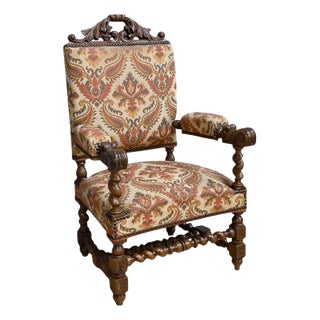Early 20th Century Louis XIII Oak Armchair For Sale